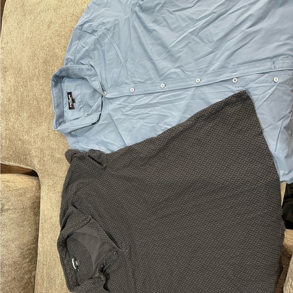 Express Blue and Black Casual Button Down Shirts